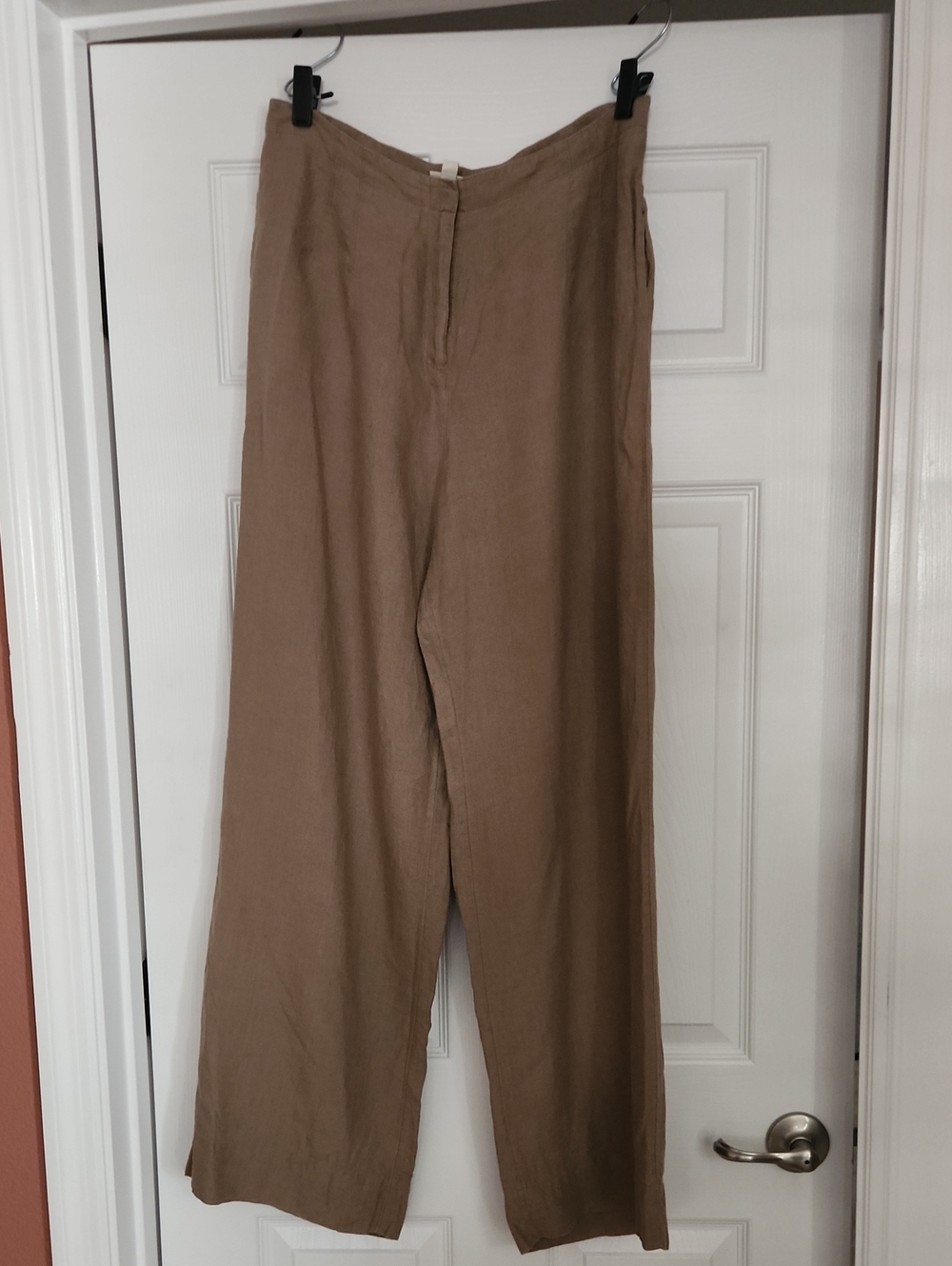J. Jill Wide-Leg 100% Linen Pants In Tan Brown Size 12